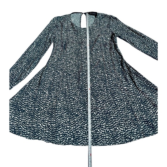 Zara Womens Size S Swing Shift Dress Blue White Long Sleeve Geometric Print Mini - Picture 5 of 15